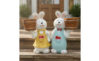 Hare Garden Planter Ornaments Weatherproof Bunny Figurine with Flowerpot Rustic Ornament for Gardeners, Patio