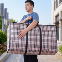 135L Waterproof Storage Bags with Reinforced Woven Handles, Heavy Duty Moving Bags for Bedding and Clothes, Reusable Cubic Sealable Closure Design