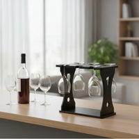 Countertop Tabletop Wine Glass Rack Compact Wooden Stemware Rack Single-Tier Wine Glass Display Stand Open-Frame for Cabinet