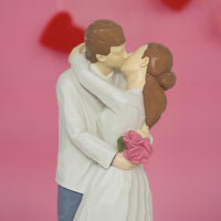 Hand-Painted Couple Sculpture with Kissing Pose Carved Couple Figurine Sentimental Kissing Lovers Sculpture Meaningful for Anniversary