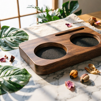 Wooden Tamper Base Solid Wood Tamper Holder Board Rounded Corners