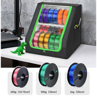 Filament Storage Box with Side Pocket Two-Tier Filament Storage Box Front-Opening Dust-Resistant for Makers, Maker Desks