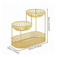 Fruit Basket Ventilated Design Strong Load-Bearing Countertop Snack Holder for Living Room, Kitchen, Pantry