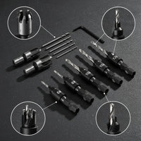 13 Pieces Woodworking Countersink Tool Set with Hex Shanks Pilot Hole Countersink Drill Bit Quick Change Wood Drilling Set Adjustable for Woodworkers, Carpenters, Cabinet Making, Furniture Assembly