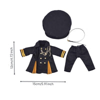 Long Coat Uniform Circular Cap Doll Outfit Tailored Model Accessory