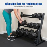 3-Tier Adjustable Dumbbell Storage Rack, Home Fitness Equipment, Steel Weight Stand, Multi-Level Organizer