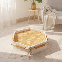 Pet Bed with Woven Mat Hexagonal Elevated Pet Bed Breathable for , Kittens, Indoor