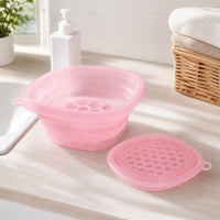 Flexible Collapsible Ice Facial Basin Hexagonal Grid Portable Cold Treatment Basin Loop Handle Foldable Silicone Face Bowl Space-Saving