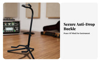 Metal Frame Foldable Guitar Stand Padded Contact Area Points Folding Guitar Stand Compact Storage Instrument Holder