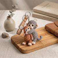 Crochet Monkey Keychain Handmade Keychain with Monkey Figures Cute for Tote Bags