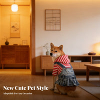 Comfortable Fit Embroidered Denim Pet Skirt Machine Washable Denim Dog Dress Lightweight Material for Dogs, Photo Shoots, Parties, Weddings