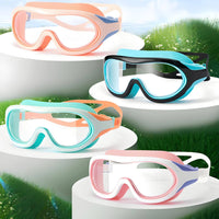 Integrated Earplugs Kids Swimming Goggles Silicone Seal Childrens Swimming Goggles High-Definition Vision Kids Swim Mask Wide View for Beach