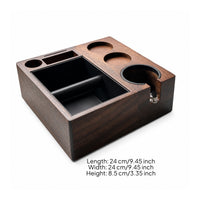 Espresso Knock Box and Tamping Station Walnut Coffee Knock Box and Tamping Station Wooden Organized for Baristas