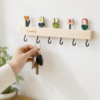 Solid Oak Key Rack, Handmade for Hallway & Entryway, Mini Key Holder with 3 Hooks for Wall Mounting