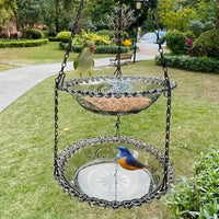 Hanging Bird Feeder and Bird Bath, Round Basin for Outdoor Garden Decor, Courtyard and Balcony Hanger