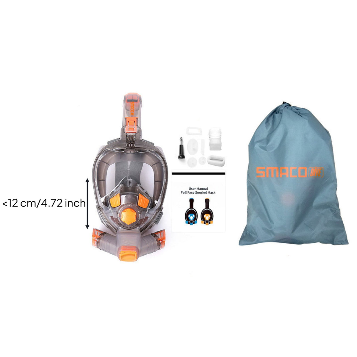 Anti Fog Dry Top Snorkel Mask Separate Ventilation System Water Sports Gear for Adults