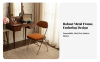 Retro Design Upholstered Folding Chair Foldable Design Household Furniture Portable Collapsible Seat Sturdy Construction for Apartment Dwellers, Young Adults, Bedroom, Small Areas, Dining Room, Office