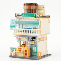 Coffee Shop Building Block Model Multi-Level Mini Street View Building Toy Coffee Shop Model Interlocking Detailed