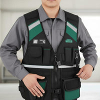 Wear-Resistant Multi-Pocket Tool Vest Large Capacity Pockets Adjustable Utility Vest Breathable Mesh Workwear for Electricians, Carpenters