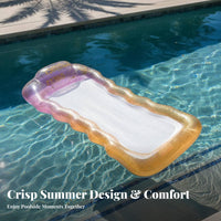 With Backrest Inflatable Water Lounger Glitter Filled Inflatable Pool Lounger Ergonomic Headrest for Adults, Teens, Beach, Travel, Hot Tub