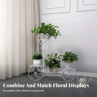 Space-Saving Multi-Tier Plant Stand Decorative Multi-Level Flower Cart Sturdy Construction Display Rack Indoor & Outdoor Use for Gardeners, Homeowners, Gift Givers, Balcony, Living Room, Window Side, Entryway