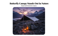 Protection Hexagonal Camping Tarp Rainproof Butterfly Canopy Tent Portable Waterproof Camping Shelter Black Vinyl Coated for Campers, Families, Picnic, Beach, Travel, Park