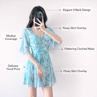 Swimsuit for Plus Size Women with a Modest Printed Pattern, One-Piece for Water Sports and Seaside Vacations