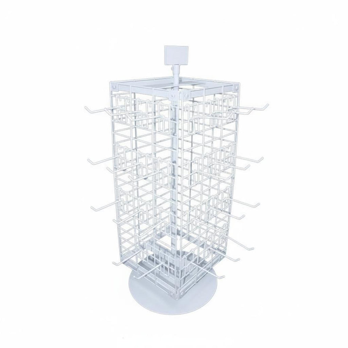 Rotating Grid Display Rack Multi-Hook 4-Sided Display Stand Metal Store Fixture for Countertop