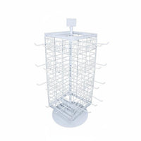 Rotating Grid Display Rack Multi-Hook 4-Sided Display Stand Metal Store Fixture for Countertop