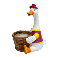 Duck Planter Woven Planter with Basket Whimsical Duck Flowerpot for Interior Decorators