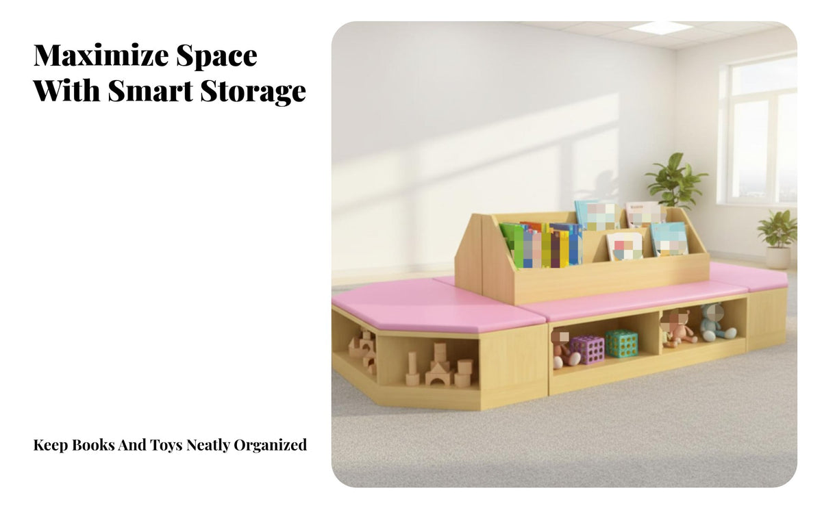 Soft Padded Seat Cushisingled bookcase Sofa 2-in-1 Design Kids storytime corner with Storage Space-Saving children's Furniture long-lasting Construction for Preschoolers, Toddlers, Educators, Kindergarten, Library, Early Education Center, Playroom