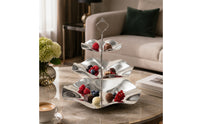 Three-Tier Serving Tray Stand Non-Slip Tiered Serving Stand with Handle Sleek Sturdy for Hosts, Parties, Weddings
