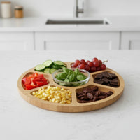 Charcuterie Board with Compartments Round Serving Board with Compartments Divided Serving Platter Multi-Compartment Elegant