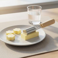Stainless Steel Cookie Stamping Multifunctional Wooden Handle Shape Cutter Easy to Use Cooking Tool for Bento Box Assembly