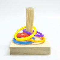 Parrot Toy Hoop Stacking Set, Wooden Bird Training Toy With Multicolored Rings, Freestanding Puzzle Toy For Small Parrot and Cockatiel Pet Bird