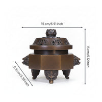 Bronze-Brown Faceted Structure & Residence Decor Lid Incense Burner