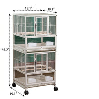 Parrot Cage with Rolling Stand, Large Bird Cage Villa for Indoor Use, Multi-Layer Pet Bird Cage with Storage Shelf and Wheels for Easy Movement