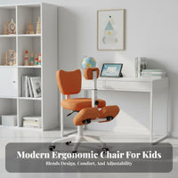 Stable Five-Claw Base Adjustable Student Desk Chair 360° Swivel Kids Learning Stool Weight-Activated-Locking Casters Ergonomic Kneeling Chair for Students, Teens, Homework, Study Room, Reading, Bedroom