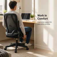 Ergonomic Office Chair with Adjustable Height and Lumbar Support, Swivel Desk Chair for Study and Work