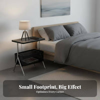 Modern Minimalist design C-Shaped End Table Space-Saving Design Nightstand Multi-Functional Household Furniture 2-Tier Storage for Apartment Dwellers, Remote Workers, Living Room, Next to Couch, Small Spaces, Home Office