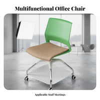 Multi-Functional Rolling Chair with Tablet Arm Mobile Casters Wheeled Chair with Writing Tablet Breathable Mesh Back Training Room Seat Space-Saving Design for Trainees, Students, Conference Attendees, Classroom, Lecture Hall, Reception Area