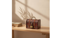 Wooden Chest with Curved Lid Rustic Wooden Storage Chest with Handle Jewelry Organizer with Lock Portable Retro for Desks