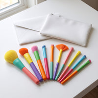 10-Piece Dopamine Rainbow Makeup Brush Set with Ultra-Soft Bristles for Face and Eyes