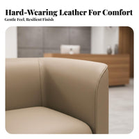Modern aesthetic Leather Couch with Metal Frame Minimalist Design Reception Seating high-resilience Foam Cushions Sofa Easy to Clean for Office Managers, Business Owners, Interior Designers, Waiting Room, Boutique, Lounge Area