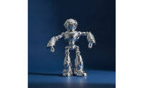 Robot Figurine Silver Robot Sculpture Futuristic for Office, Entryway, Bookshelf