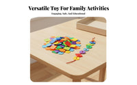 Geometric Shapes Stringing Beads Hand-Eye Coordination Young Child Fine Motor Toy Smooth Edges Large Button Lacing Toy for Infants, Daycare, Playroom