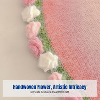 Handmade Gradient Floral Blanket, Knitted Shawl, Thick Acrylic, Gift for Her