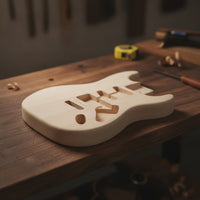 Electric Guitar Two-Horned Body-Curved Design Guitar Body with Cavities Lightweight for Luthier, Custom Projects
