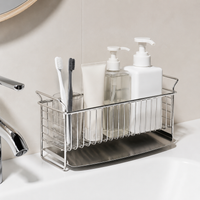 Shower Caddy, Rustproof Stainless Steel Bathroom Shelves, No-Drill Polished Shower Shelf, Silver Shower Storage for Compact Bathroom