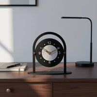 Modern Minimalist Desk Clock Decorative Accent Metal Frame Table Clock Noiseless Mechanism Timepiece for Living Room, Office, Bookshelf